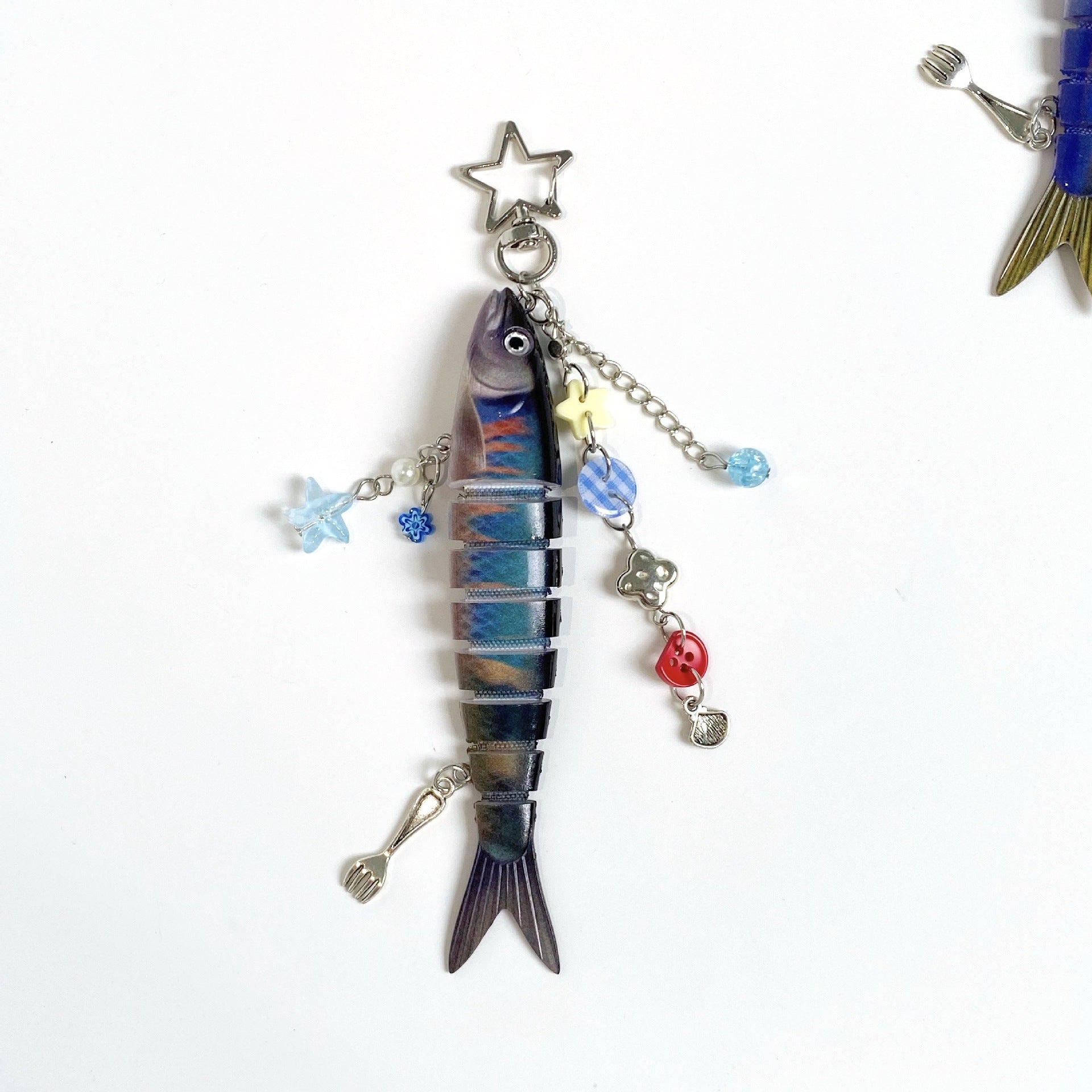 Fish Keychain Bionic Fish Bait Keychain Marine Small Fish Jointly Fish Lure Bag Pendant Cross Border