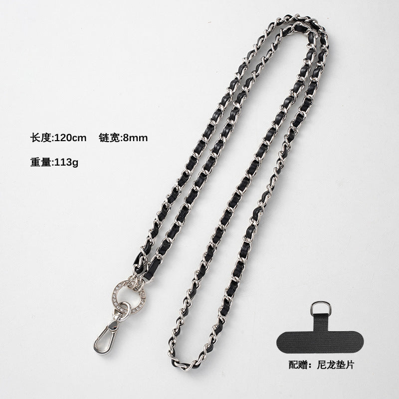 Pearl wrist chain small fragrance wind mobile phone lanyard pearl chain diamond inlaid short chain crossbody hanging chain mobile phone lanyard women's model