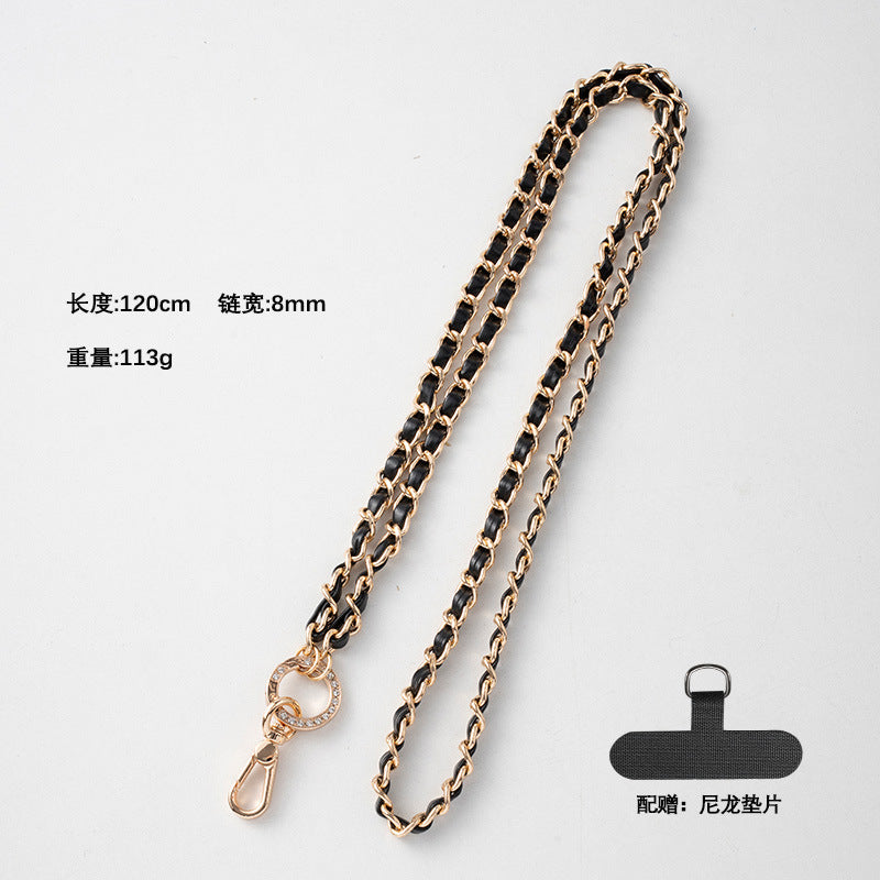 Pearl wrist chain small fragrance wind mobile phone lanyard pearl chain diamond inlaid short chain crossbody hanging chain mobile phone lanyard women's model
