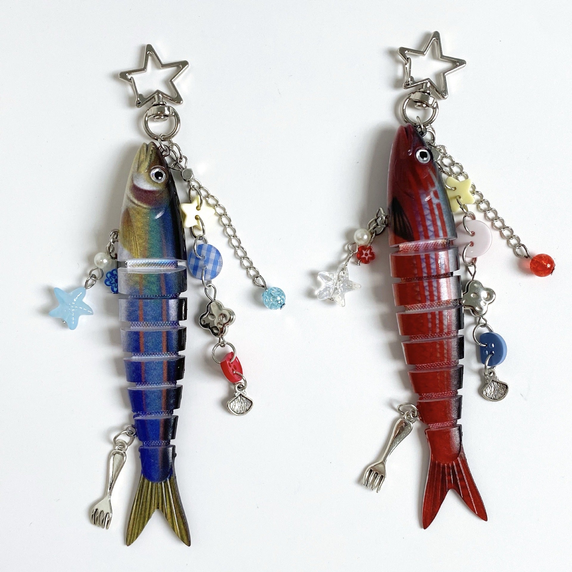 Fish Keychain Bionic Fish Bait Keychain Marine Small Fish Jointly Fish Lure Bag Pendant Cross Border