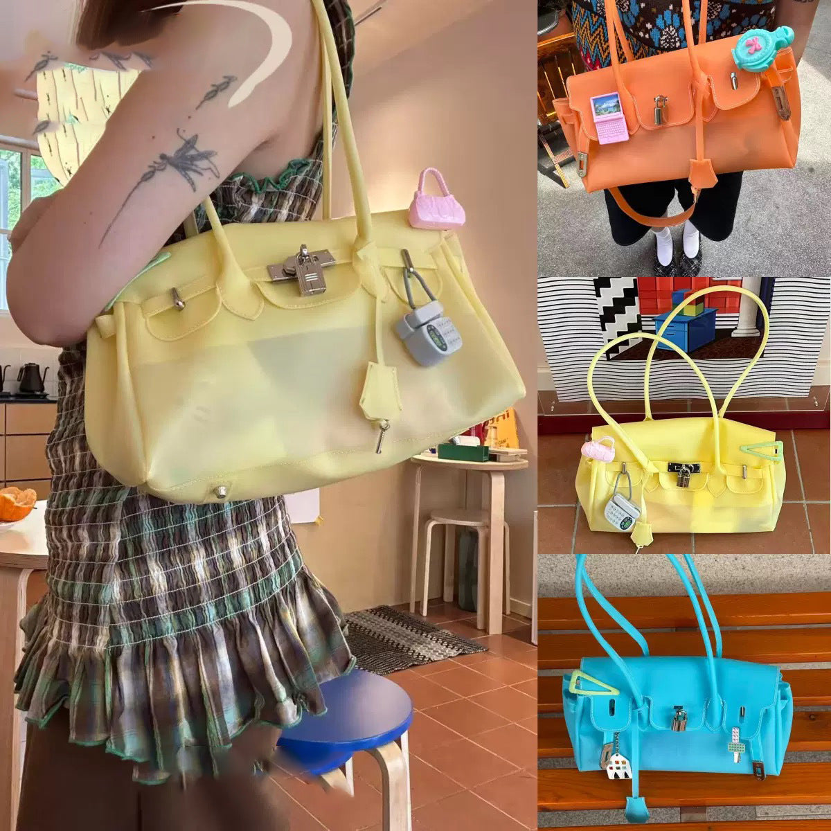Korean horizontal series 2026 new summer kiii jelly bag, tote bag, and shoulder bag