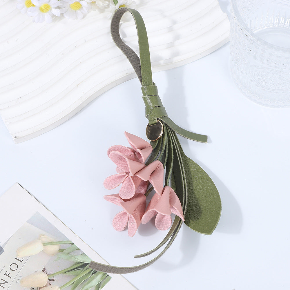 European and American style new fashion gold picking osmanthus keychain PU cute bag pendant high-end