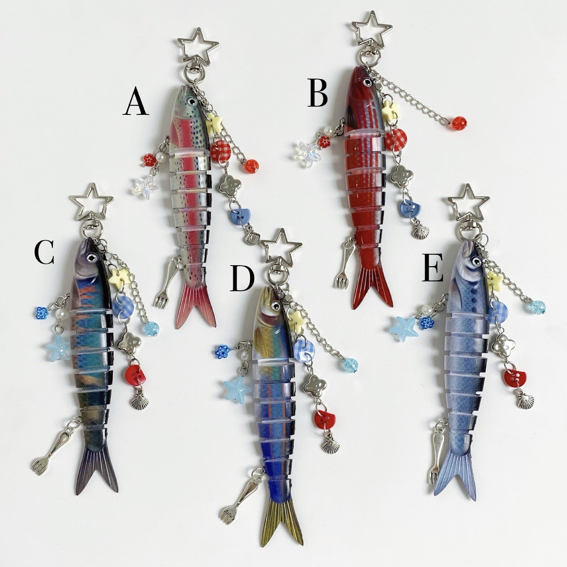 Fish Keychain Bionic Fish Bait Keychain Marine Small Fish Jointly Fish Lure Bag Pendant Cross Border
