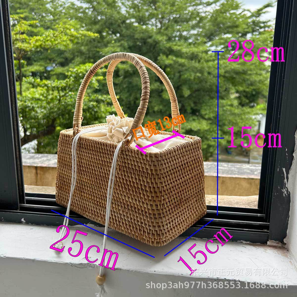 Vietnamese rattan woven handbag, vacation handbag, handmade bag, tea ceremony storage bag, vintage country bag, women's handbag