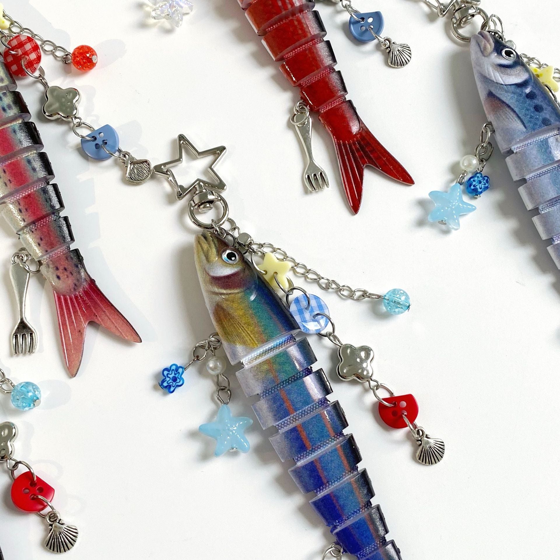 Fish Keychain Bionic Fish Bait Keychain Marine Small Fish Jointly Fish Lure Bag Pendant Cross Border