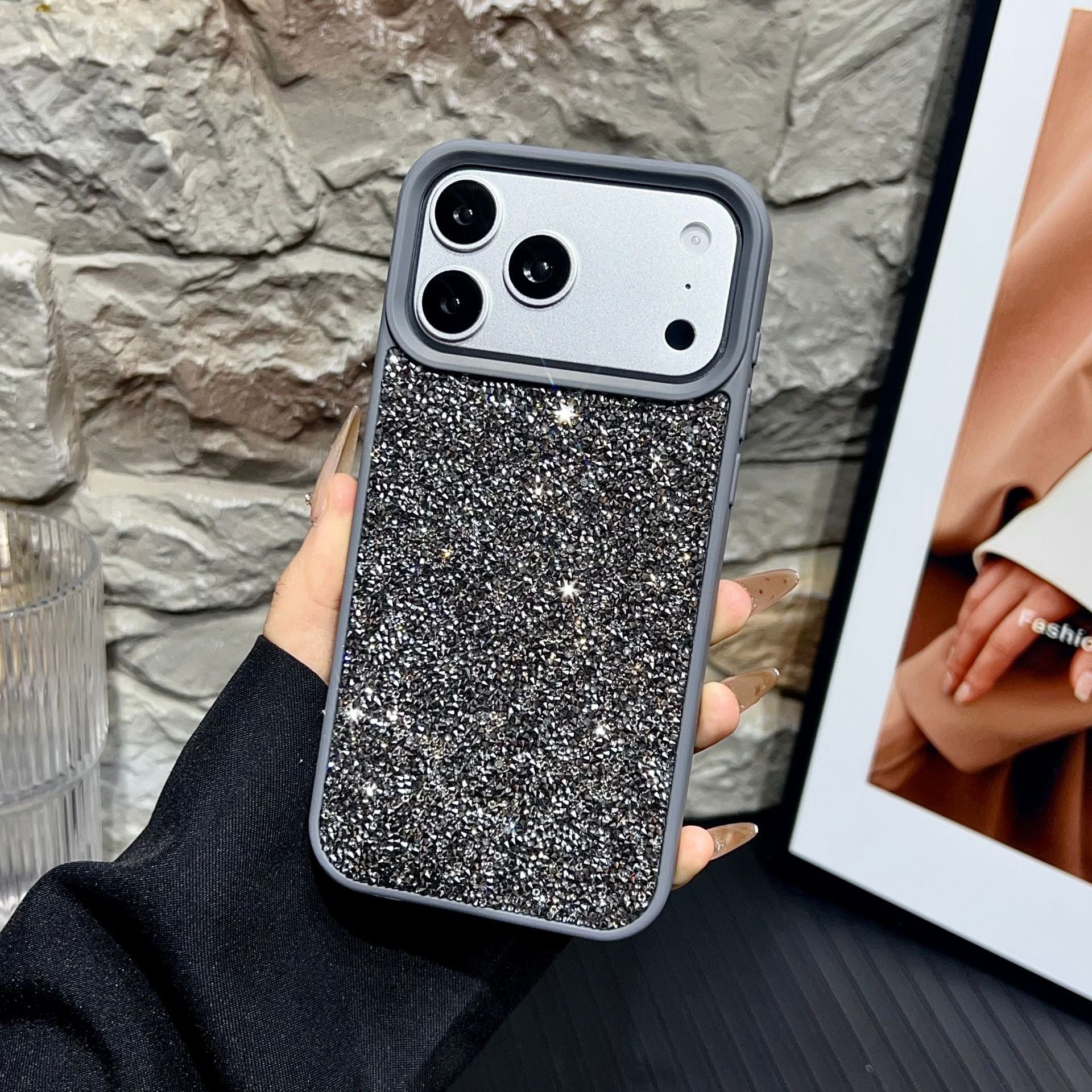 Suitable for cross-border hot-selling Apple 17 Pro luxury full diamond phone case, iPhone 16 Pro Max Diamond Plain Case 15