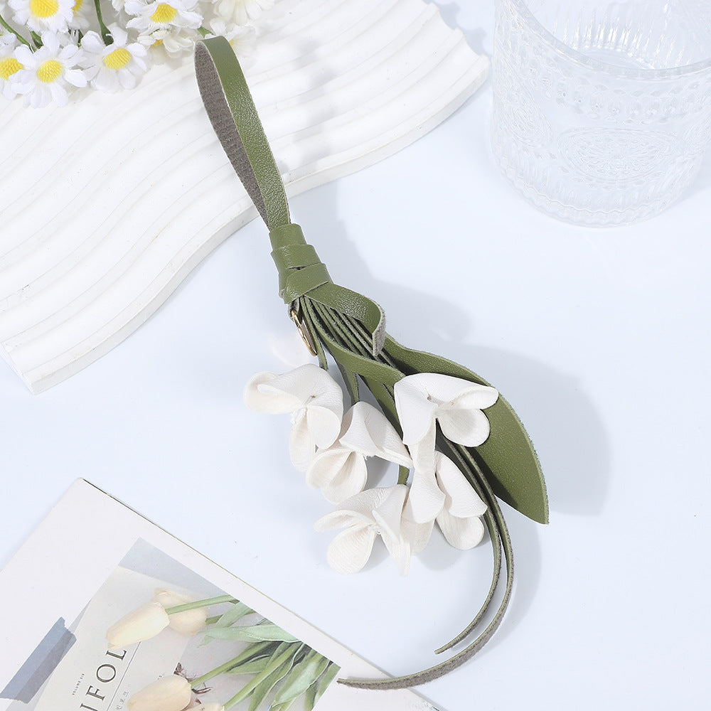 European and American style new fashion gold picking osmanthus keychain PU cute bag pendant high-end