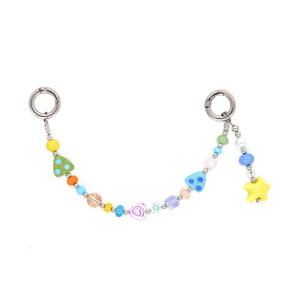 Star and Mushroom Encounter Phone Chain Charm INS Style Spring Summer Girly Healing Versatile CCD Camera Charm