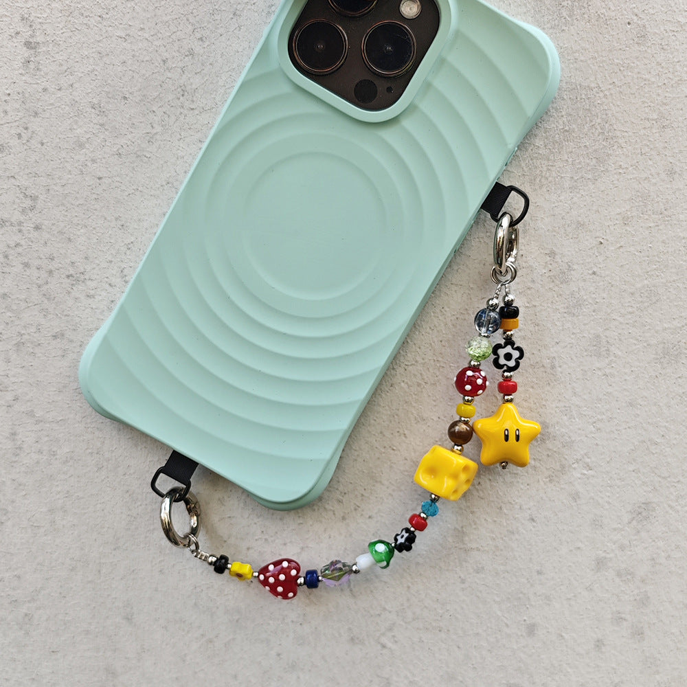 Star and Mushroom Encounter Phone Chain Charm INS Style Spring Summer Girly Healing Versatile CCD Camera Charm