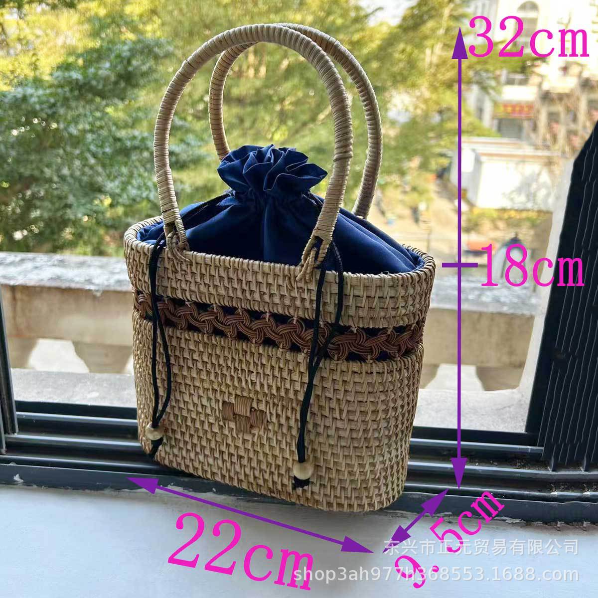Vietnamese rattan woven handbag, vacation handbag, handmade bag, tea ceremony storage bag, vintage country bag, women's handbag