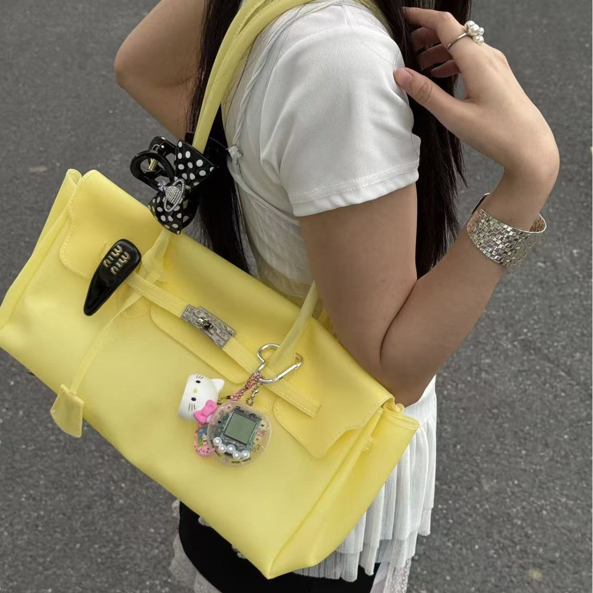 Korean horizontal series 2026 new summer kiii jelly bag, tote bag, and shoulder bag
