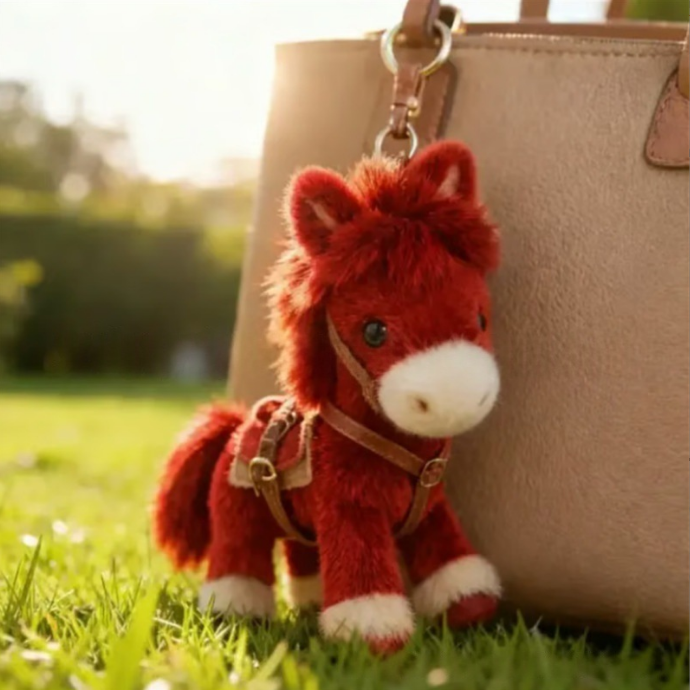 Year of the Horse Plush Pony Bag Charm and Keychain Plush Pony Bag Keychain Pendant