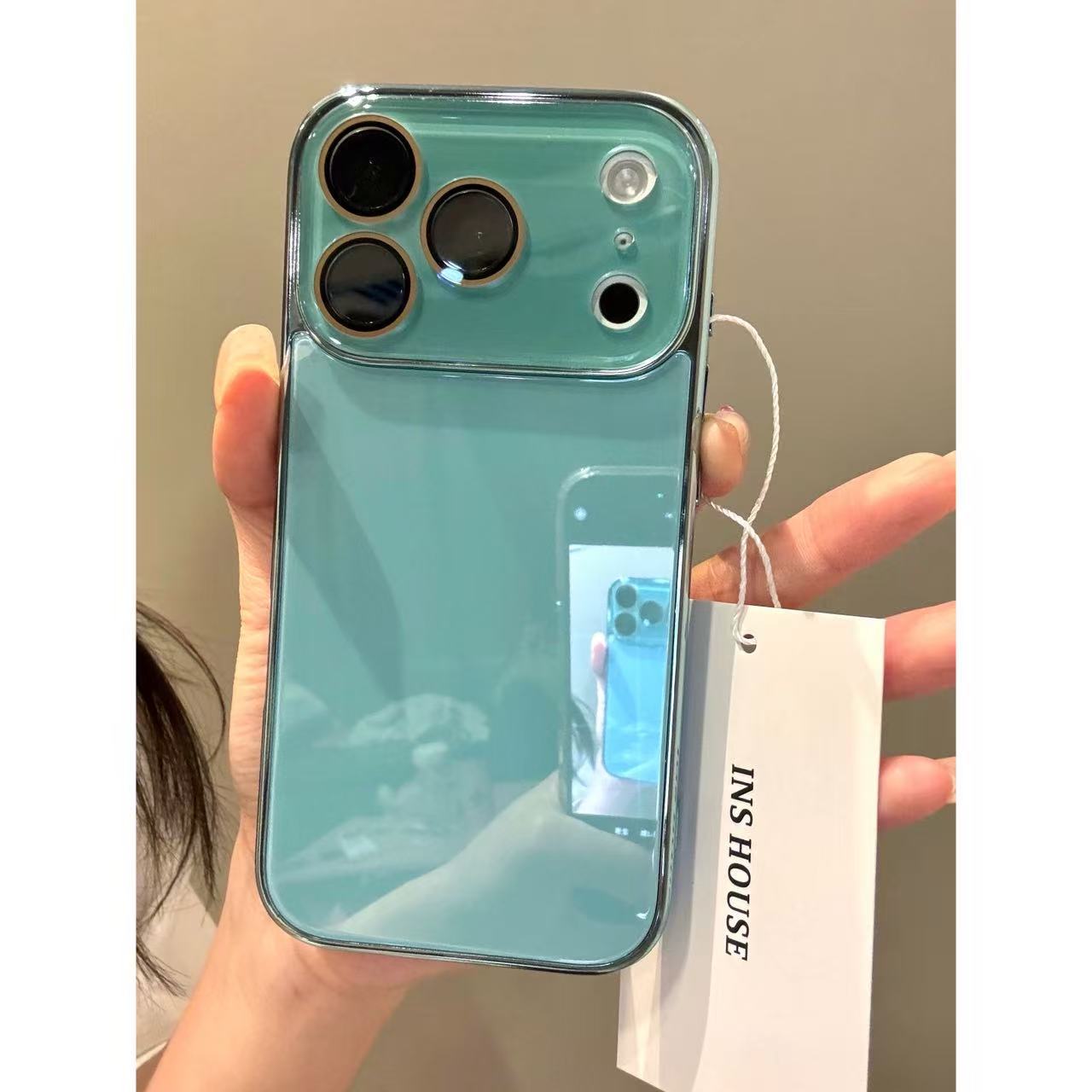 Korean ins high-end sense jade green plating for iPhone17promax Apple 16 mobile phone case 15 couples