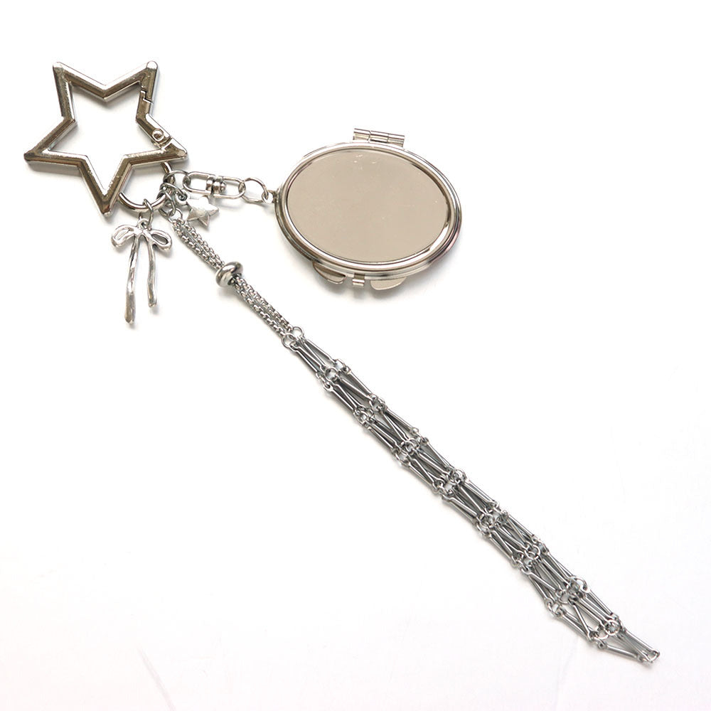 Cross-border bag pendant fashion original metal stainless steel mesh pocket pendant Korean keychain lipstick mesh pocket