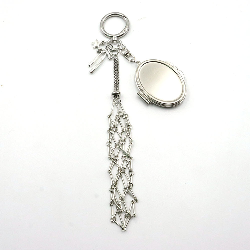 Cross-border bag pendant fashion original metal stainless steel mesh pocket pendant Korean keychain lipstick mesh pocket