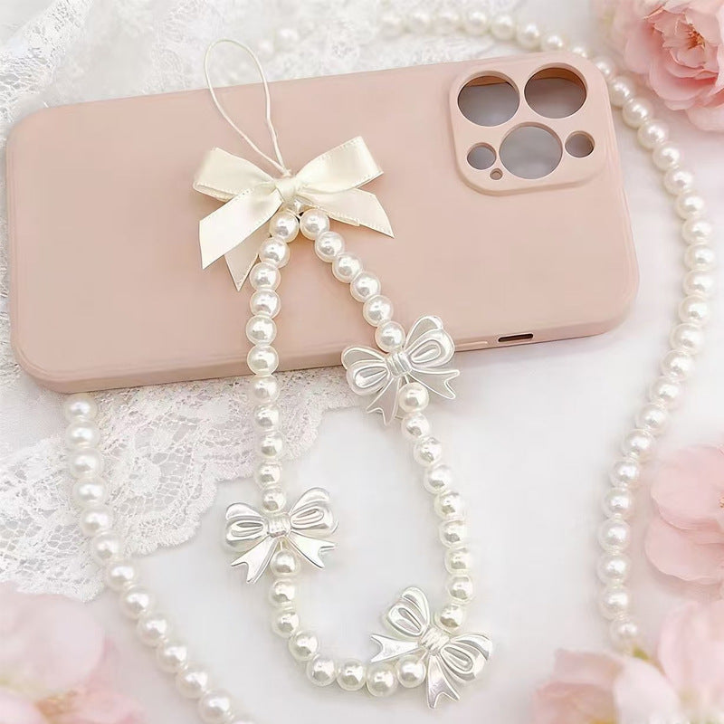 mobile phone chain wholesale Korean pearl star pendant short beaded chain phone case lanyard girl wrist ornament