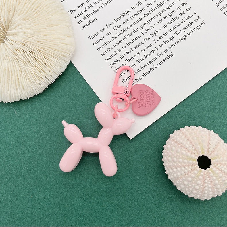Dopamine rose red with black keychain pendant female Internet celebrity high-end niche handmade balloon dog bag pendant is versatile