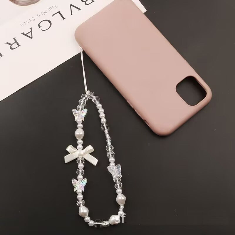 mobile phone chain wholesale Korean pearl star pendant short beaded chain phone case lanyard girl wrist ornament