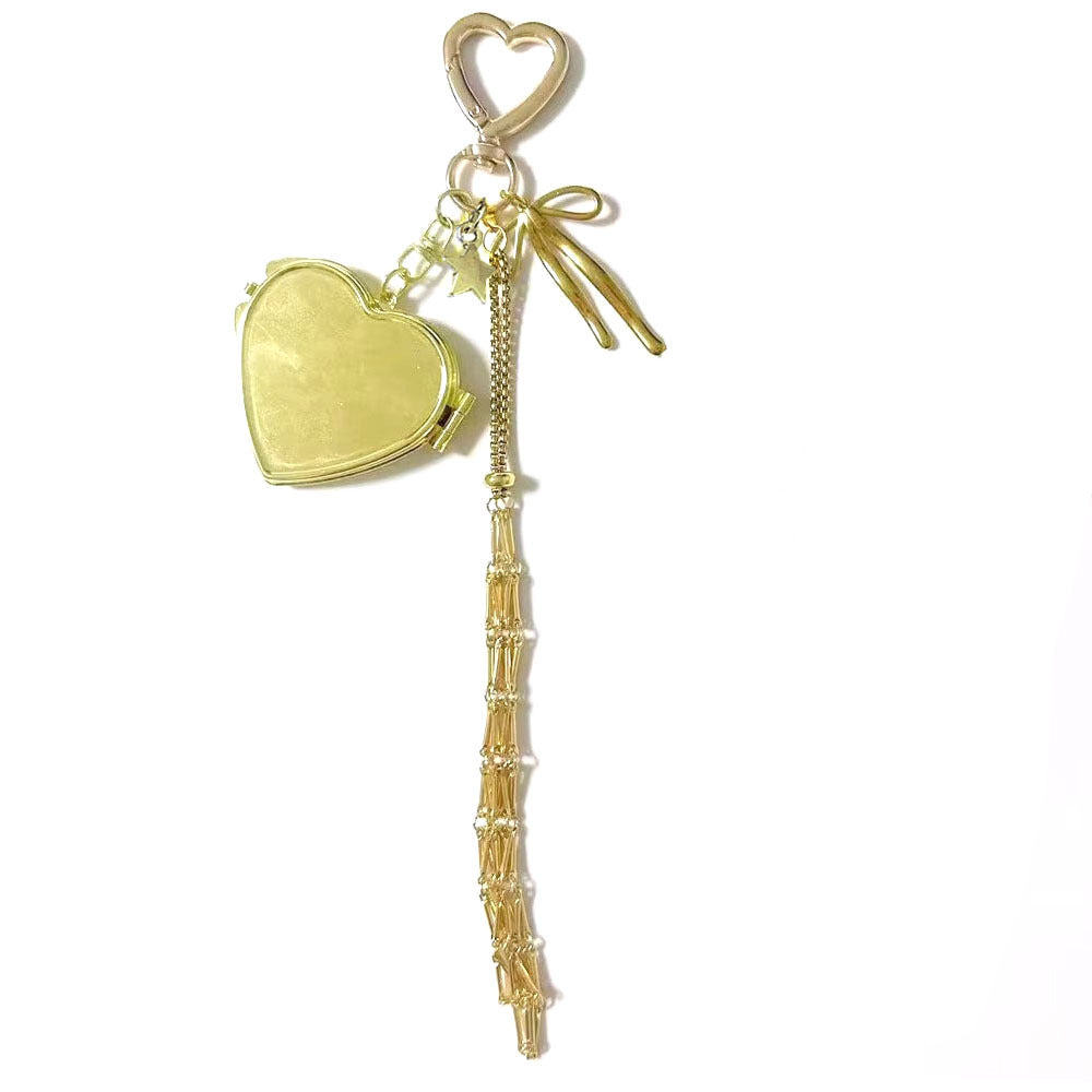 Cross-border bag pendant fashion original metal stainless steel mesh pocket pendant Korean keychain lipstick mesh pocket