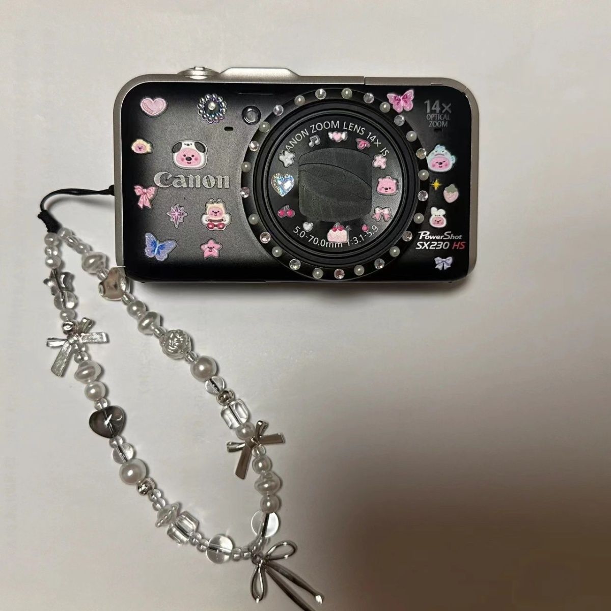 Silver bow pendant mobile phone short lanyard creative white mobile phone chain pearl lanyard accessories bag decoration