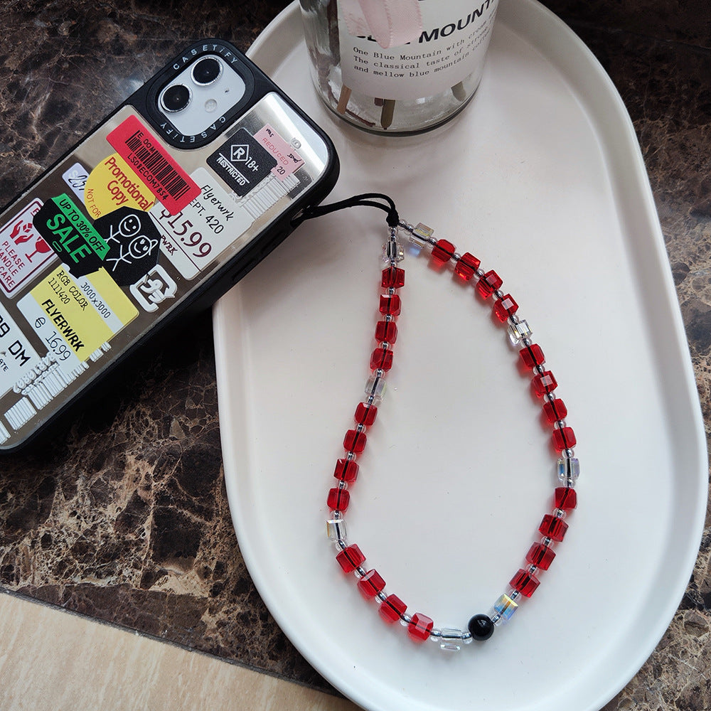 KKBEAD-style affordable retro high-end trendy street style wristband pendant for women, short beaded phone chain for women