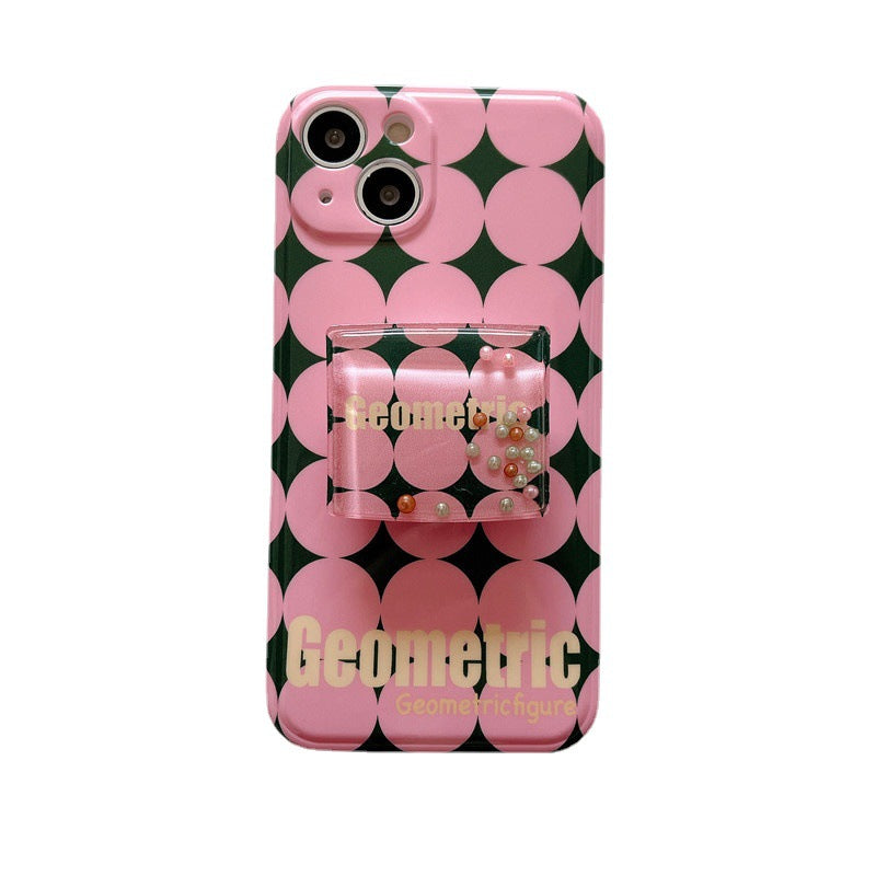 ins Korean wind powder green rhombic grid flow bracket 13pro max/12pro mobile phone case suitable for Apple 11 soft shell 14