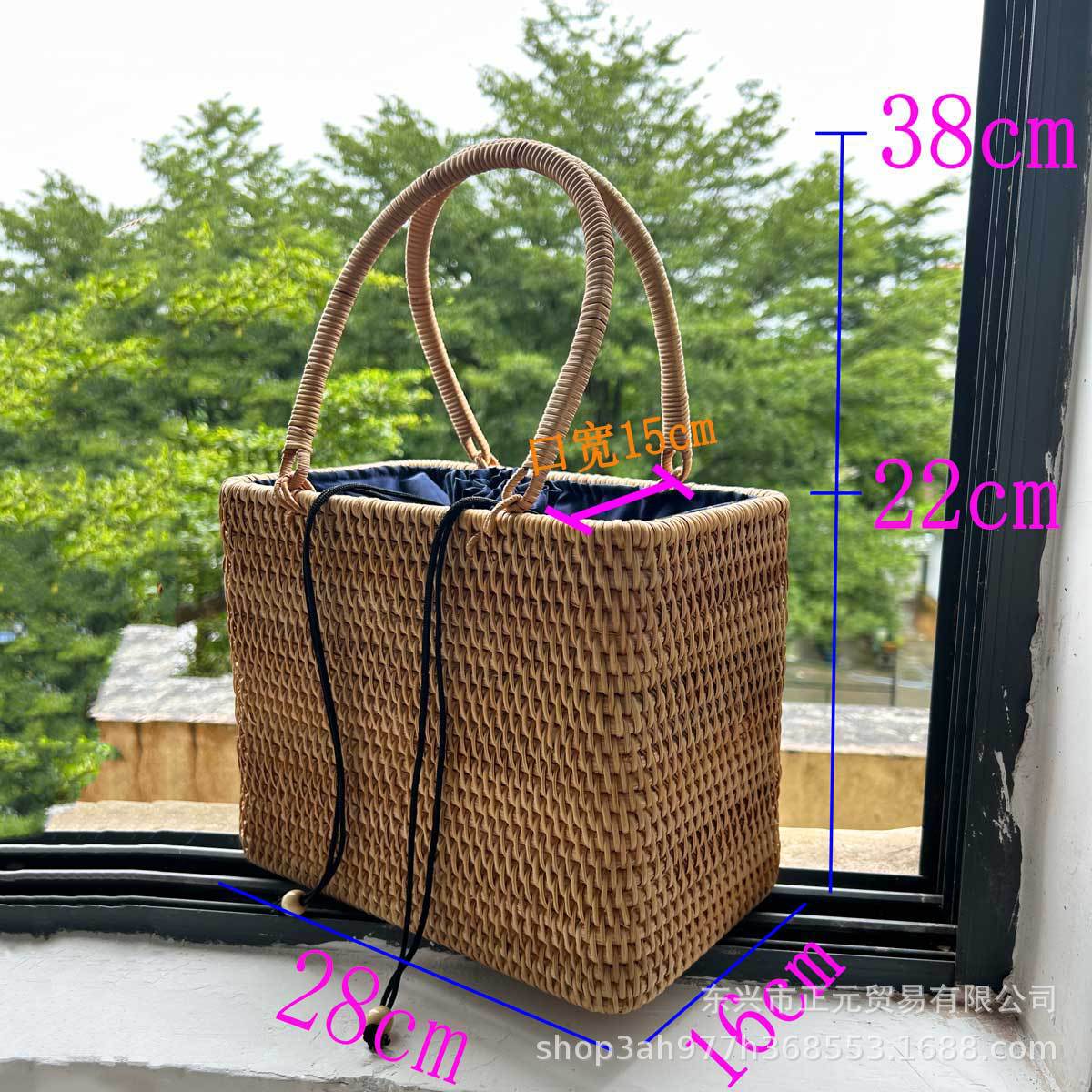 Vietnamese rattan woven handbag, vacation handbag, handmade bag, tea ceremony storage bag, vintage country bag, women's handbag