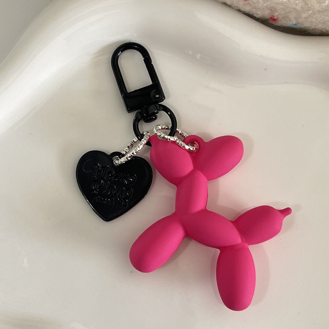 Dopamine rose red with black keychain pendant female Internet celebrity high-end niche handmade balloon dog bag pendant is versatile