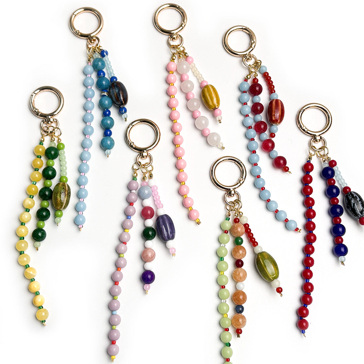 Handmade colorful bead tassel hanging ornaments, agate stone bag pendants, niche design styles, in stock wholesale accepting orders