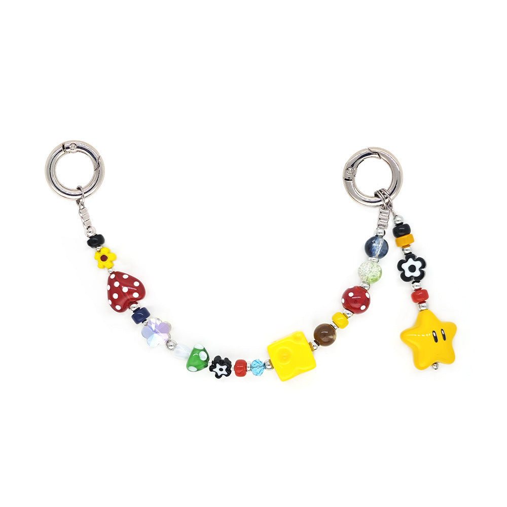 Star and Mushroom Encounter Phone Chain Charm INS Style Spring Summer Girly Healing Versatile CCD Camera Charm