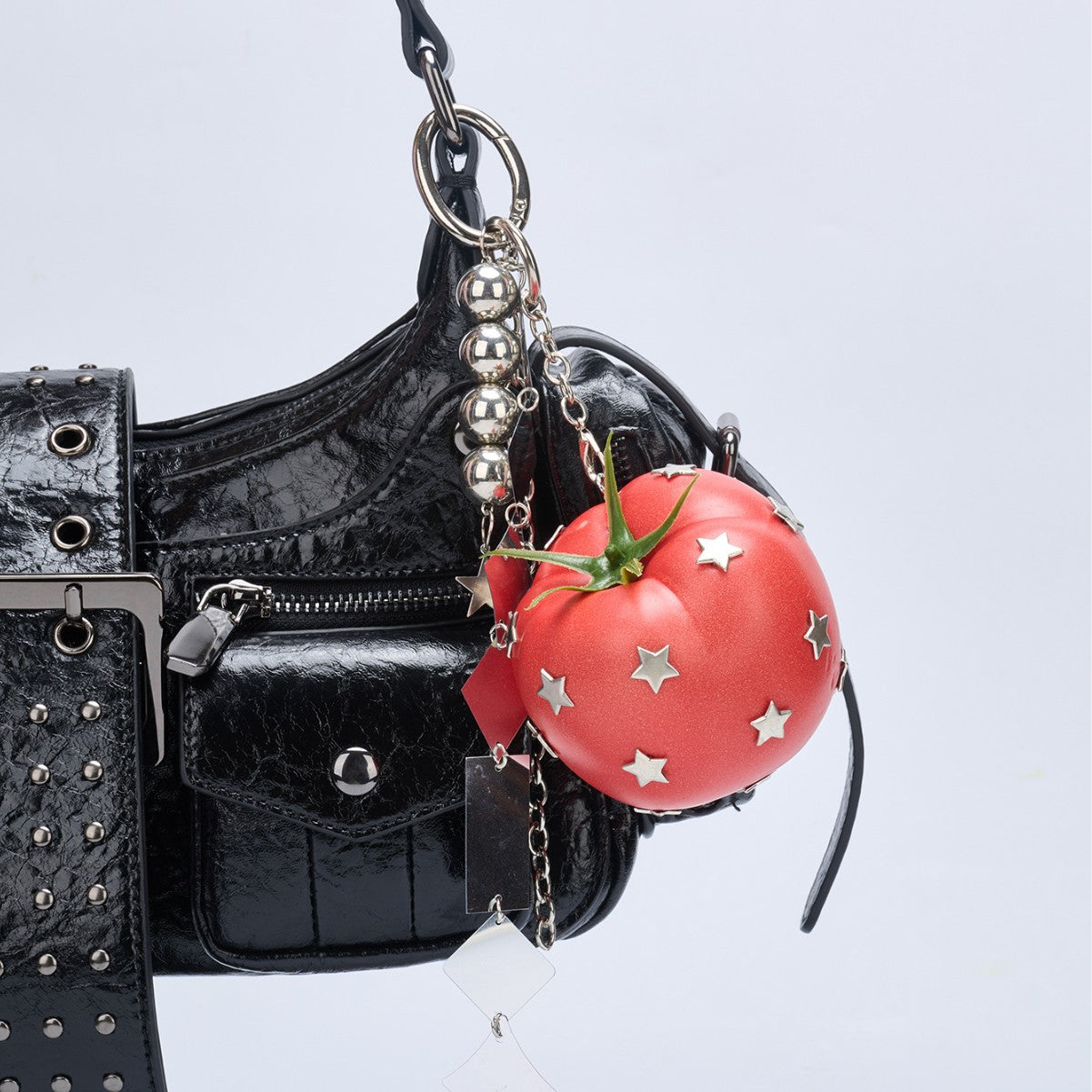 Niche design fruit and vegetable series tomato creative keychain bag hanging many functional accessories chain pendant chain