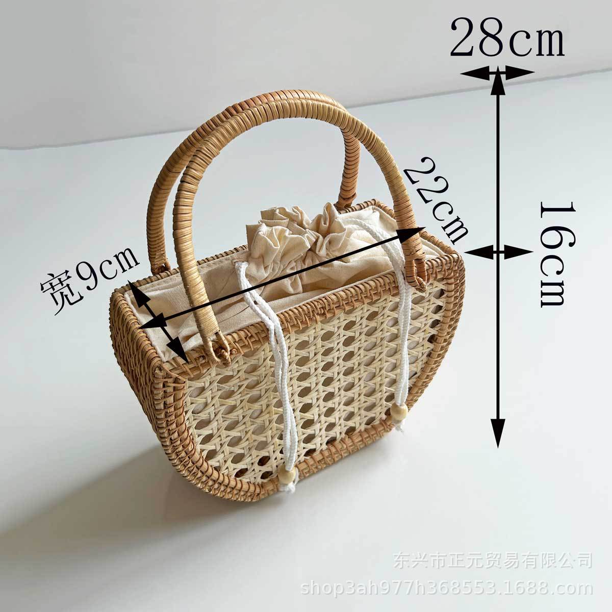 Vietnamese rattan woven handbag, vacation handbag, handmade bag, tea ceremony storage bag, vintage country bag, women's handbag