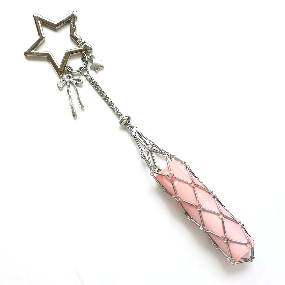 Cross-border bag pendant fashion original metal stainless steel mesh pocket pendant Korean keychain lipstick mesh pocket