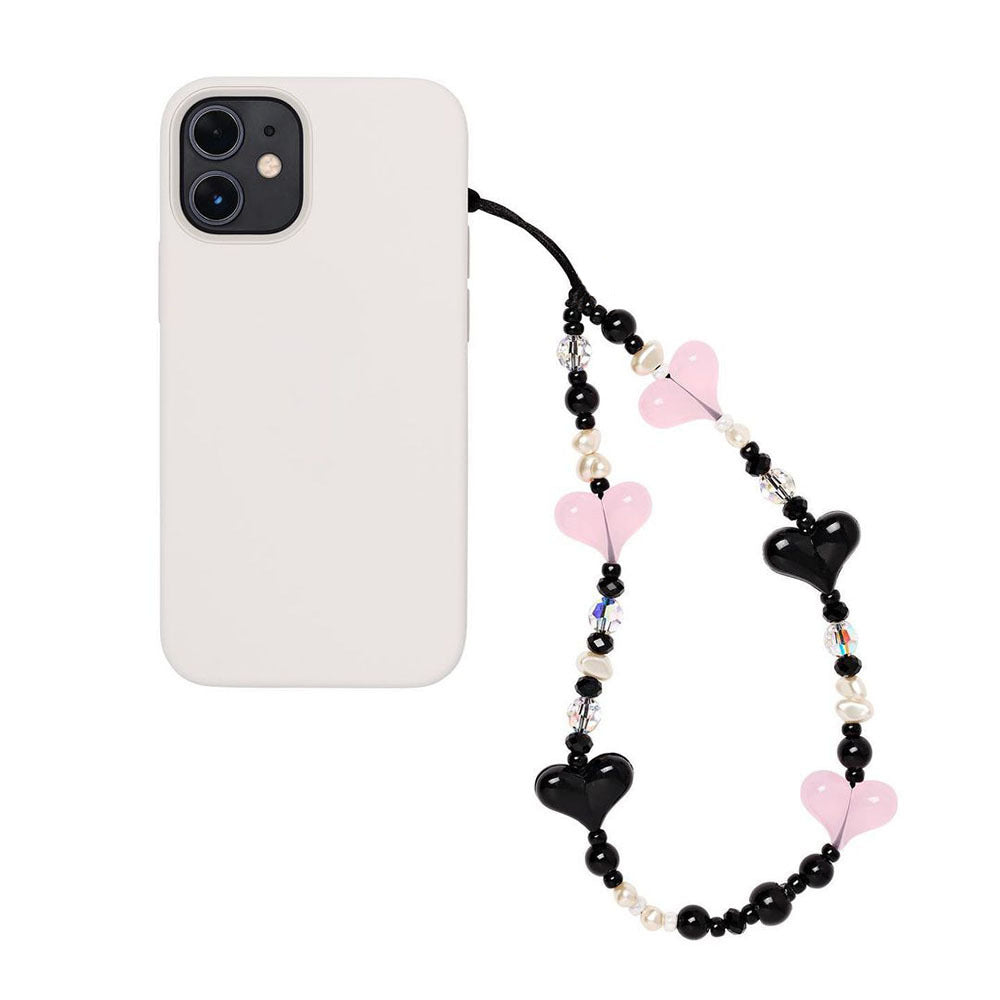 KKBEAD acrylic peach heart phone chain irregular pearl-shaped faceted crystal women's pendant heart pendant