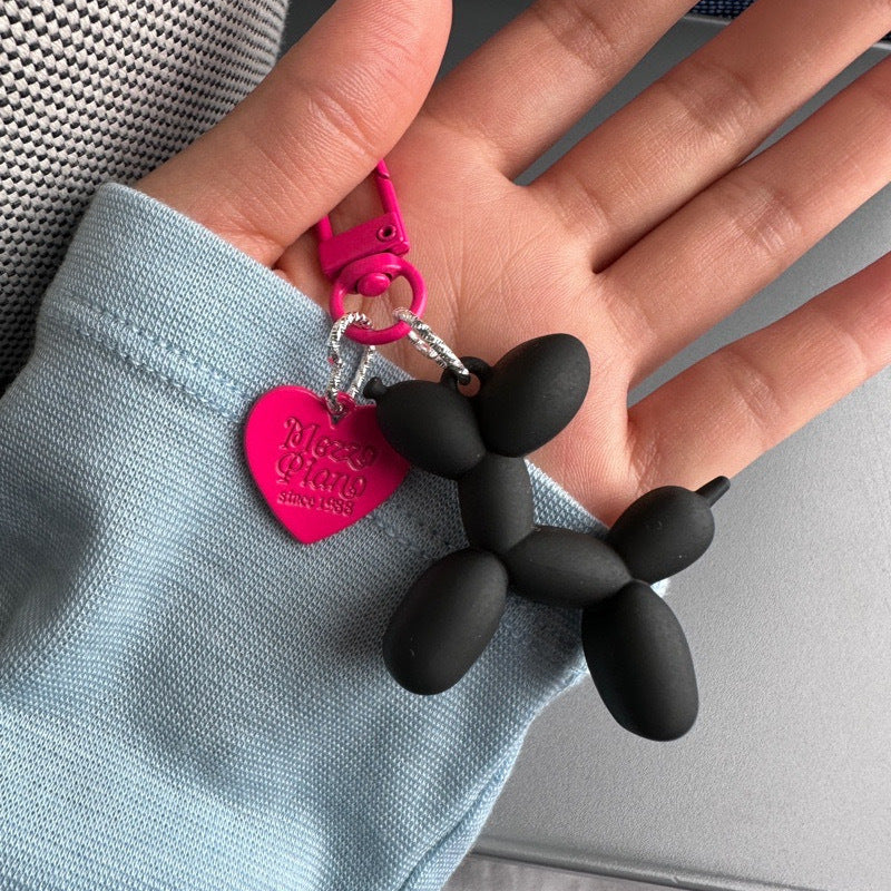 Dopamine rose red with black keychain pendant female Internet celebrity high-end niche handmade balloon dog bag pendant is versatile