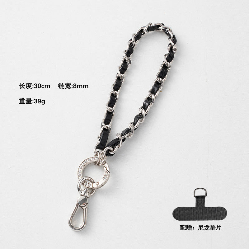 Pearl wrist chain small fragrance wind mobile phone lanyard pearl chain diamond inlaid short chain crossbody hanging chain mobile phone lanyard women's model