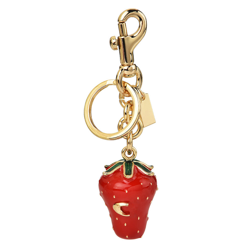 Golden strawberry series sweet cool bag thick cute cherry bag pendant female key ring simulation tree strawberry tide