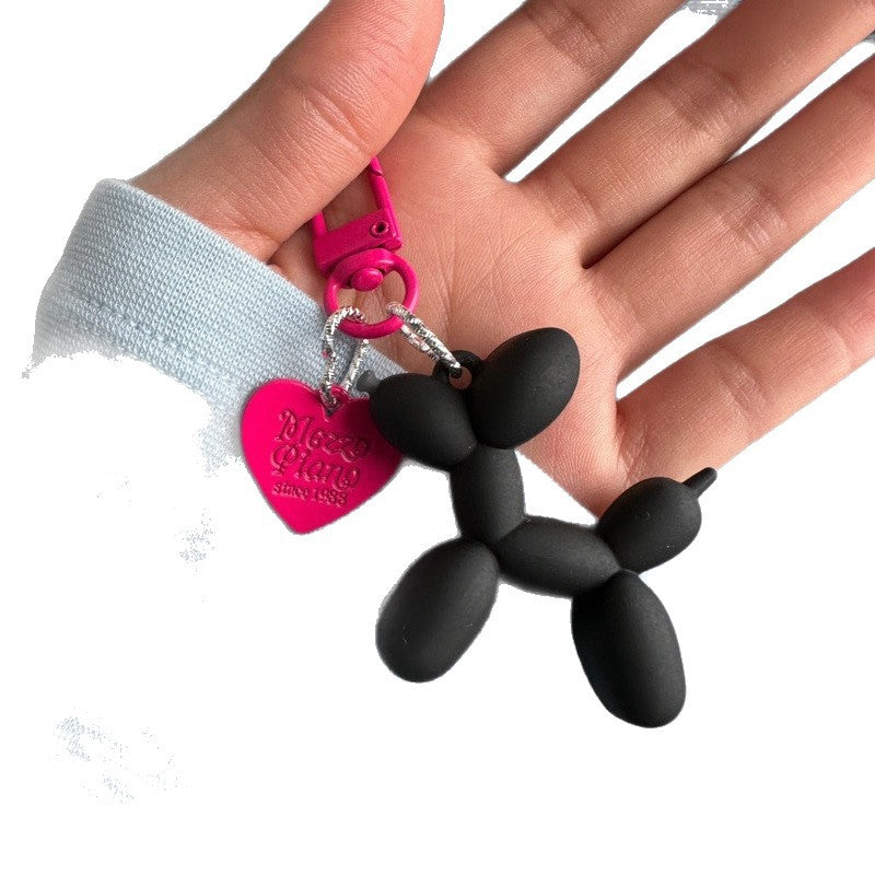 Dopamine rose red with black keychain pendant female Internet celebrity high-end niche handmade balloon dog bag pendant is versatile