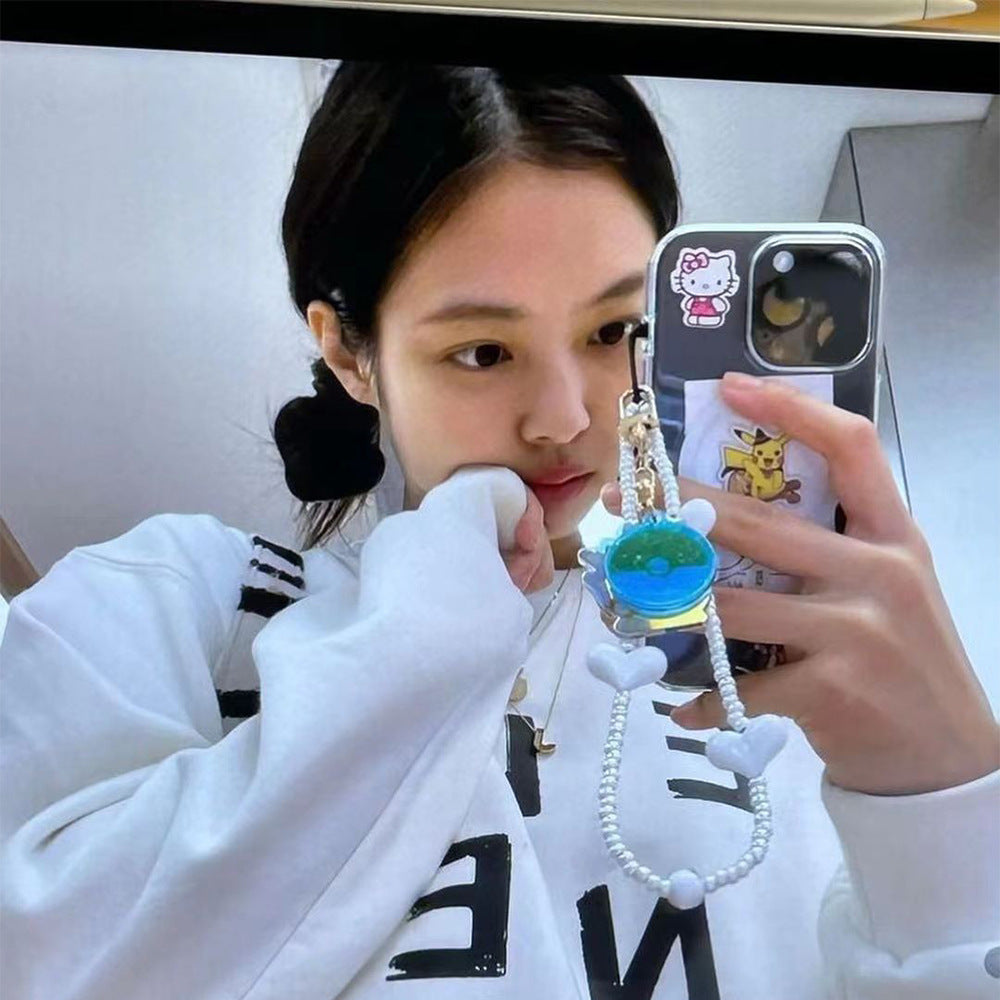KKBEAD Japanese and Korean sweet and playful white love mobile phone chain Jennie Jin Zhini with the same simple and versatile lanyard