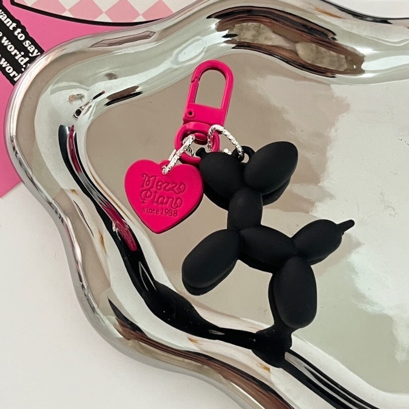 Dopamine rose red with black keychain pendant female Internet celebrity high-end niche handmade balloon dog bag pendant is versatile