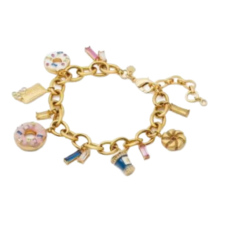 New fashion color enamel glaze biscuit dessert donut coffee cup ice cream cone personalized bracelet for women
