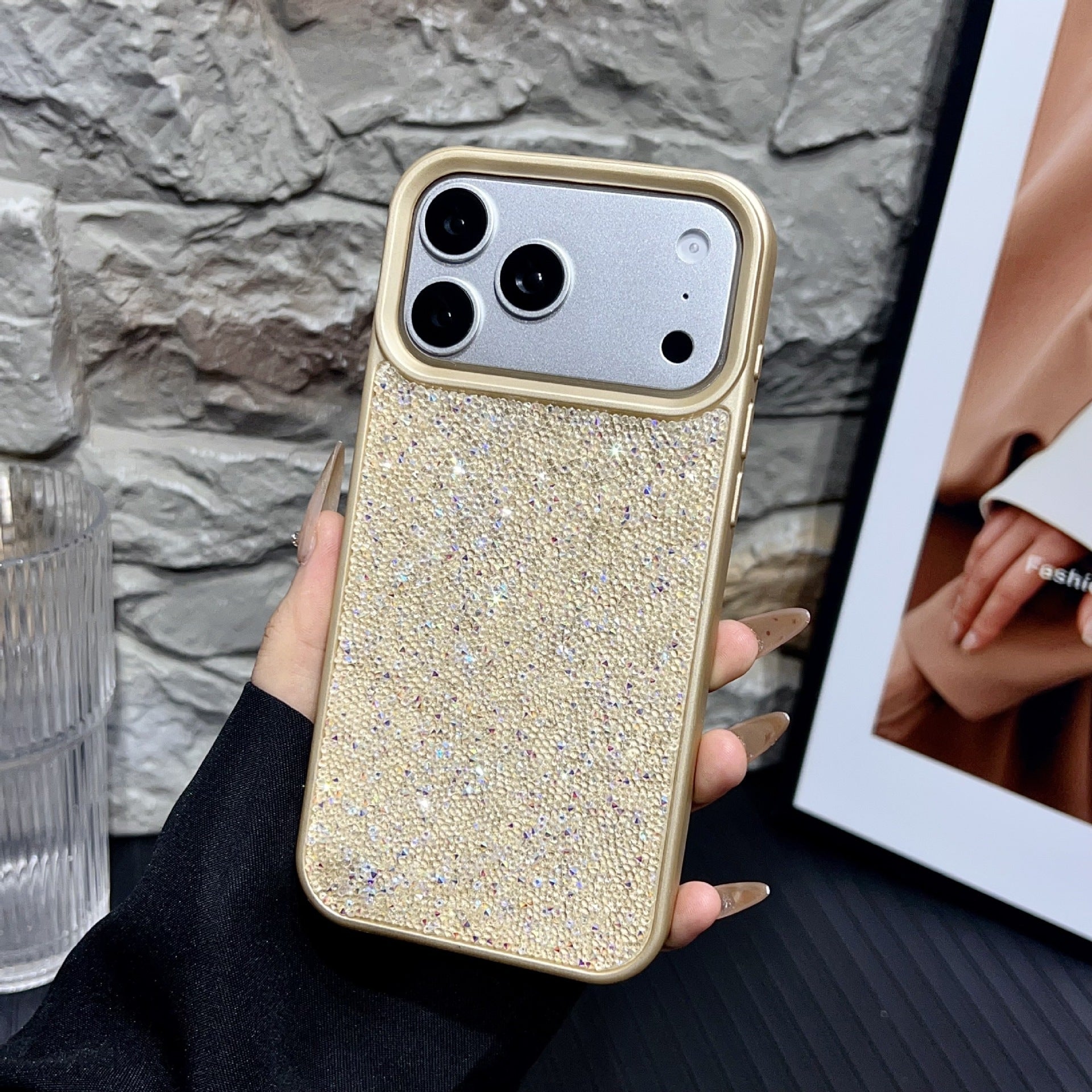 Suitable for cross-border hot-selling Apple 17 Pro luxury full diamond phone case, iPhone 16 Pro Max Diamond Plain Case 15
