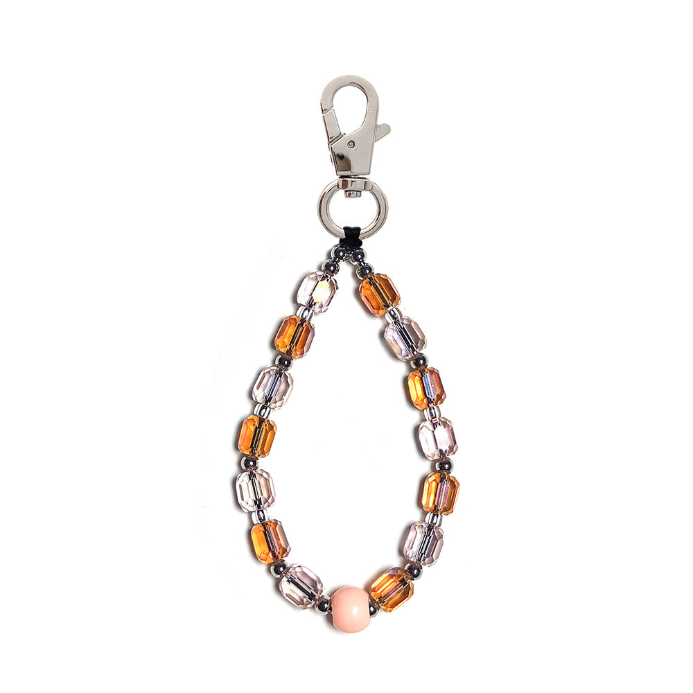 Women's bag keychain, wristband, keychain, versatile INS style acrylic heart white cloud bead phone chain