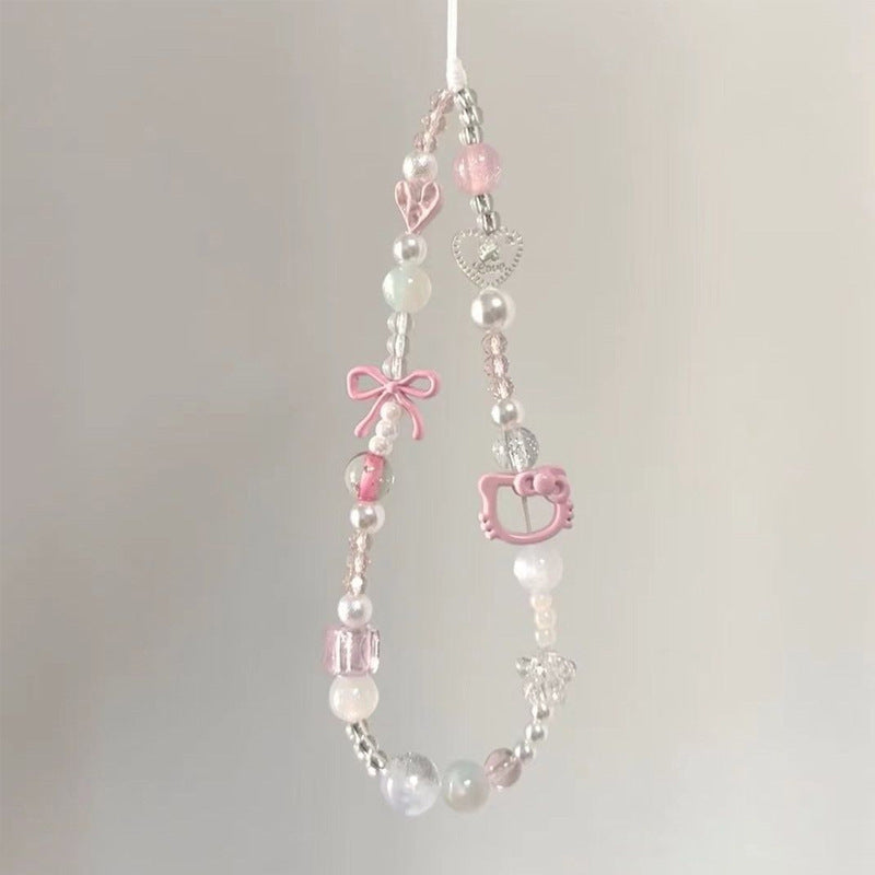 mobile phone chain wholesale Korean pearl star pendant short beaded chain phone case lanyard girl wrist ornament