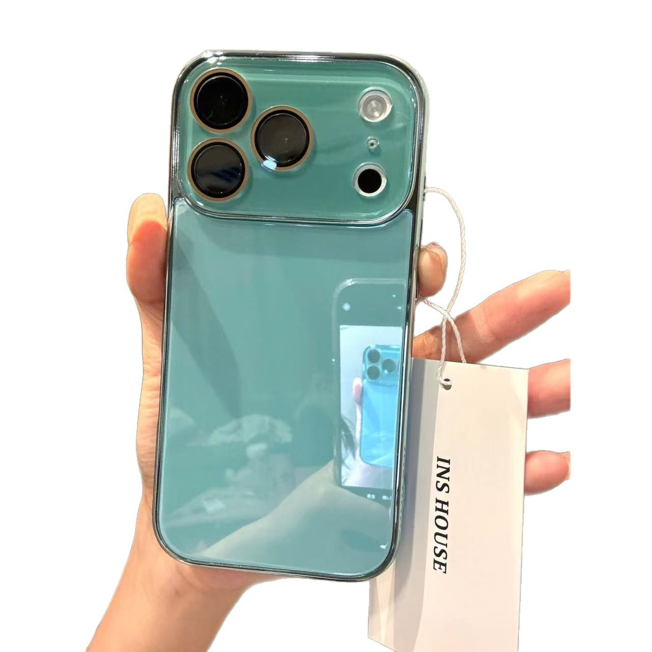 Korean ins high-end sense jade green plating for iPhone17promax Apple 16 mobile phone case 15 couples