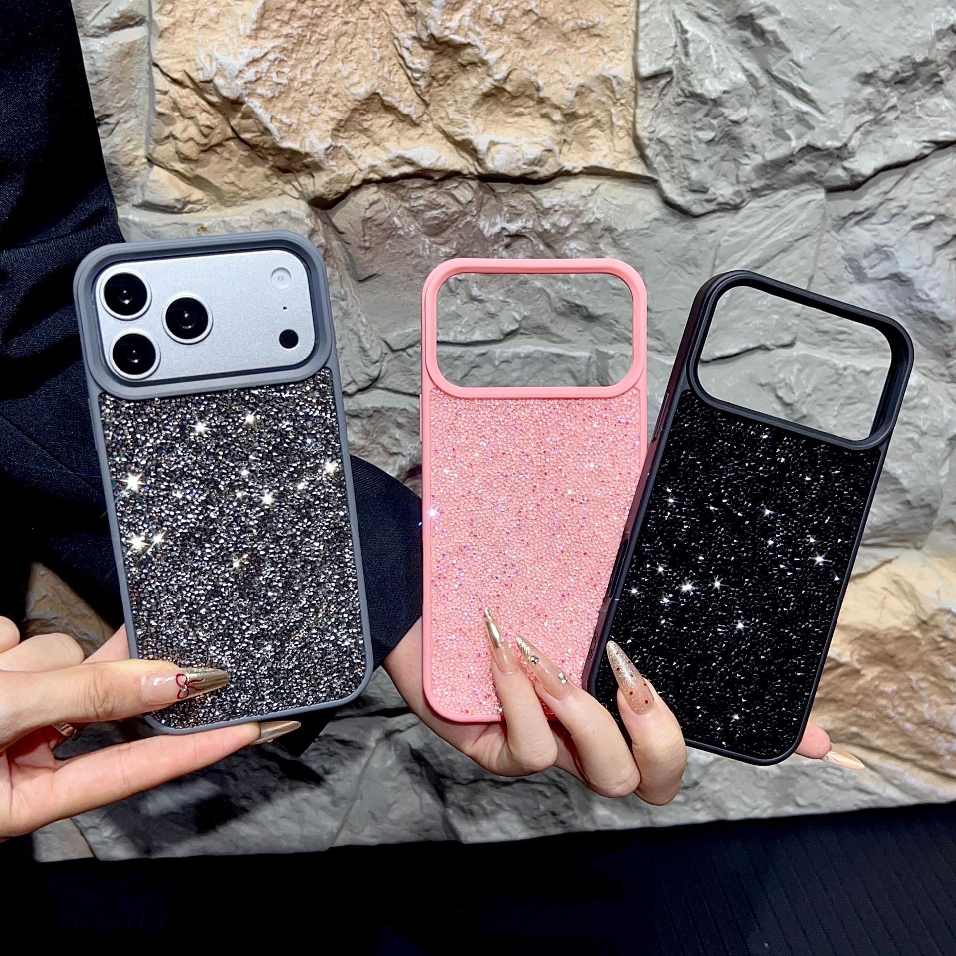 Suitable for cross-border hot-selling Apple 17 Pro luxury full diamond phone case, iPhone 16 Pro Max Diamond Plain Case 15