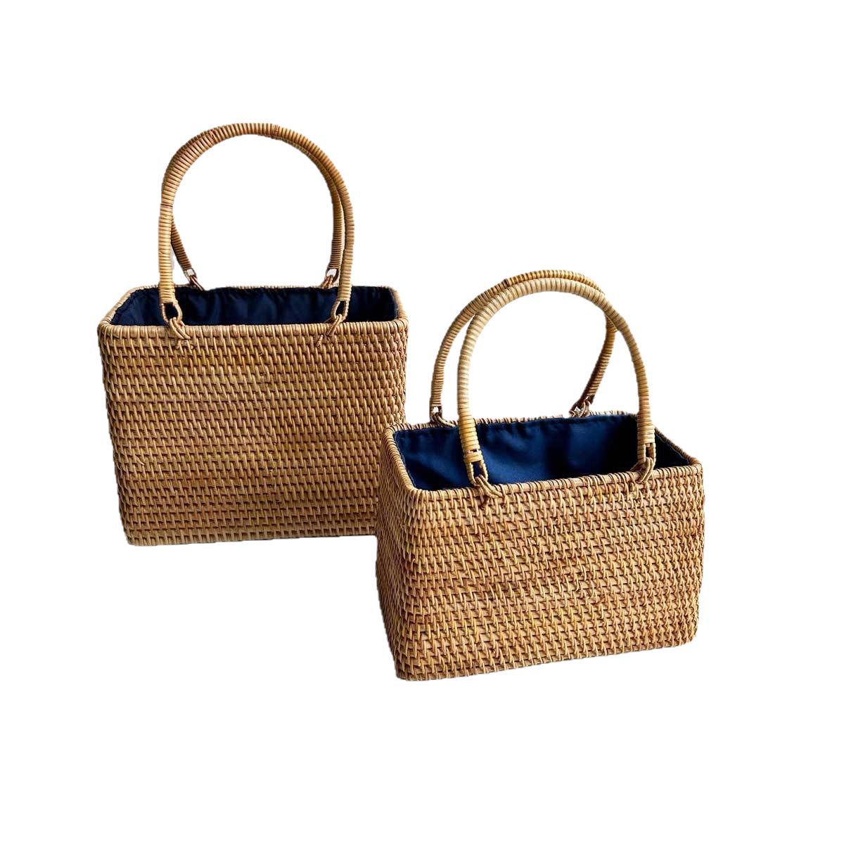 Vietnamese rattan woven handbag, vacation handbag, handmade bag, tea ceremony storage bag, vintage country bag, women's handbag