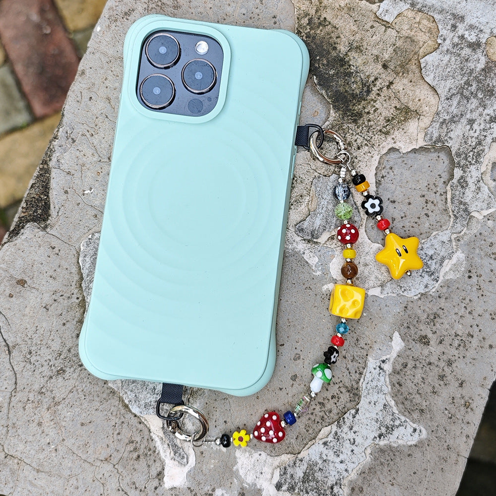 Star and Mushroom Encounter Phone Chain Charm INS Style Spring Summer Girly Healing Versatile CCD Camera Charm