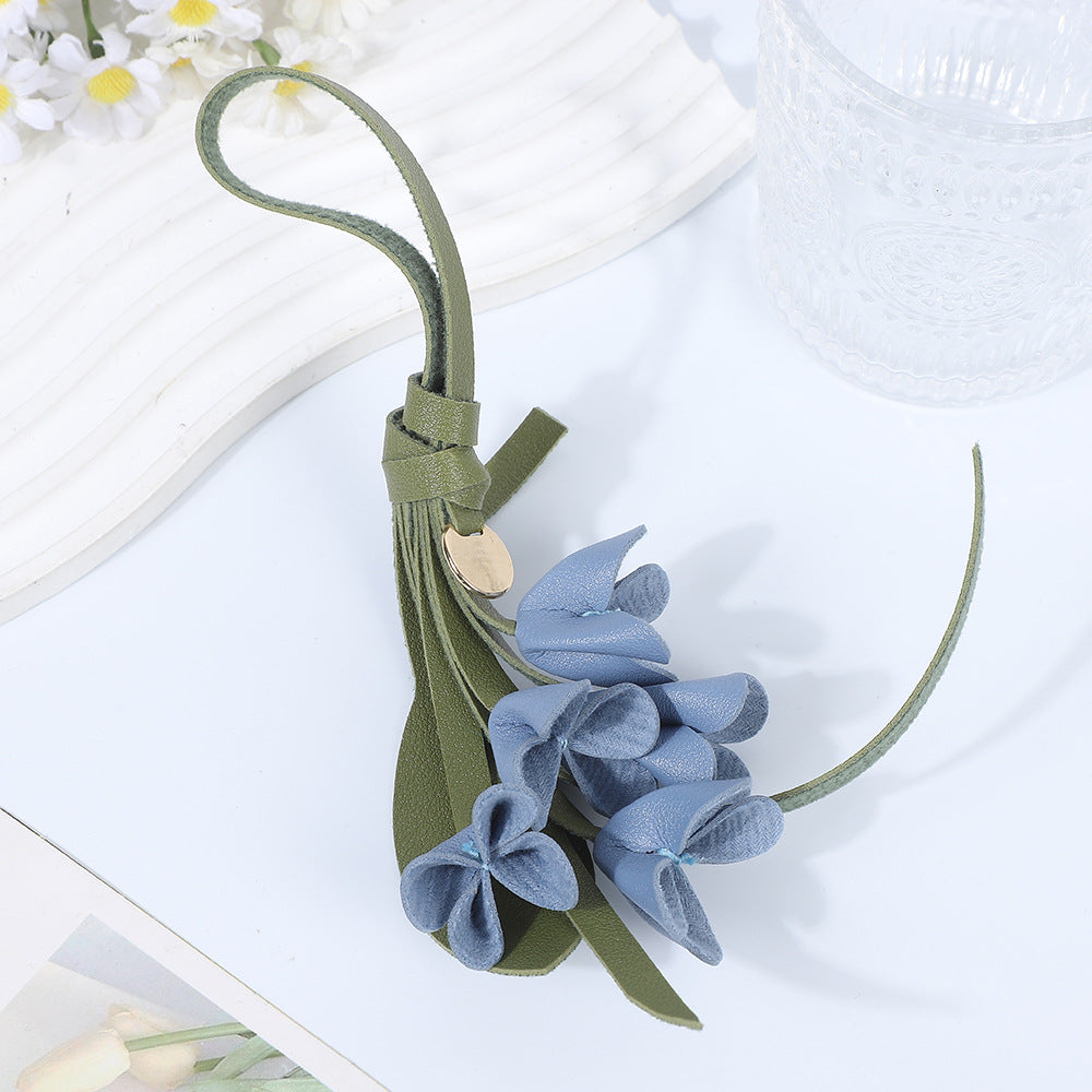European and American style new fashion gold picking osmanthus keychain PU cute bag pendant high-end