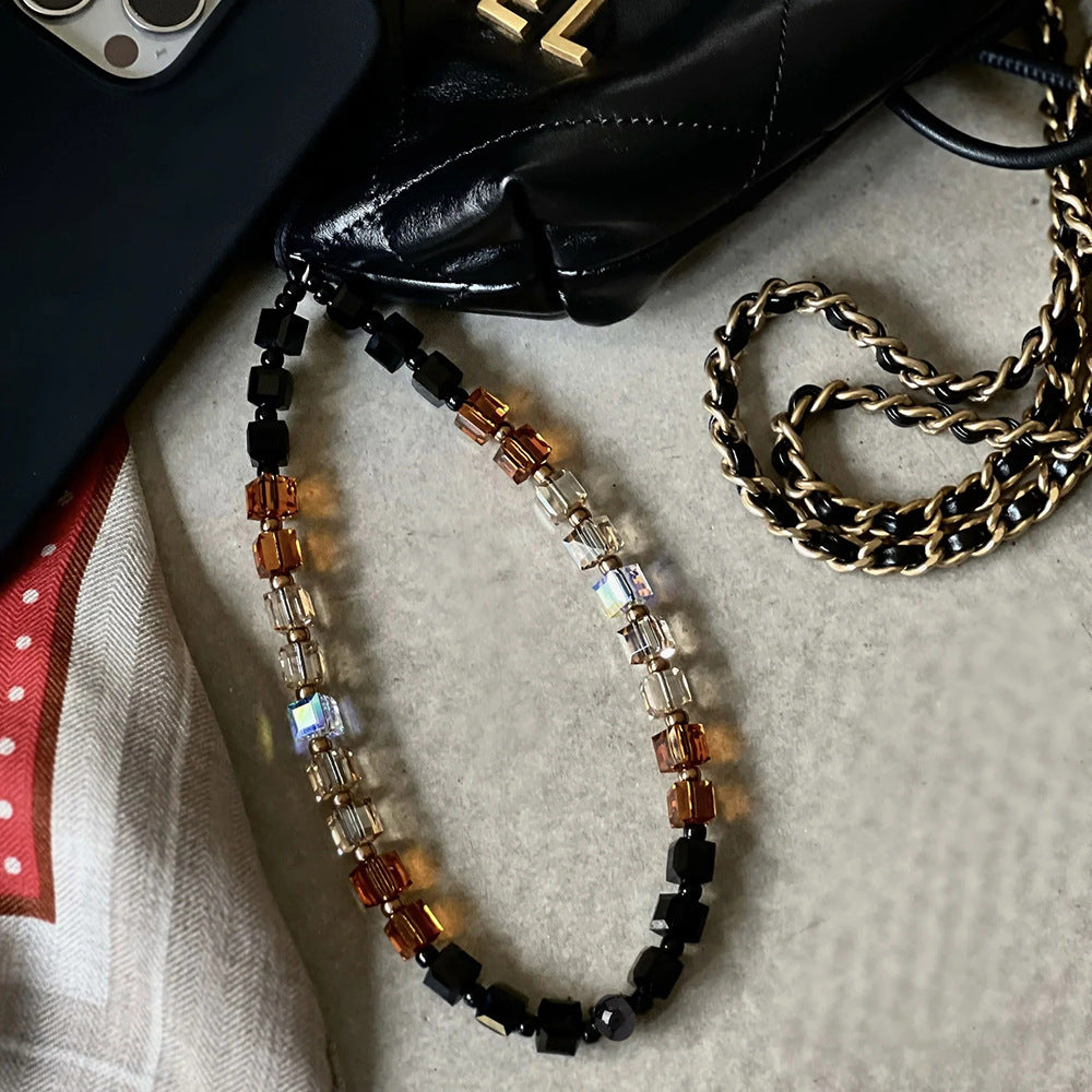 KKBEAD-style affordable retro high-end trendy street style wristband pendant for women, short beaded phone chain for women